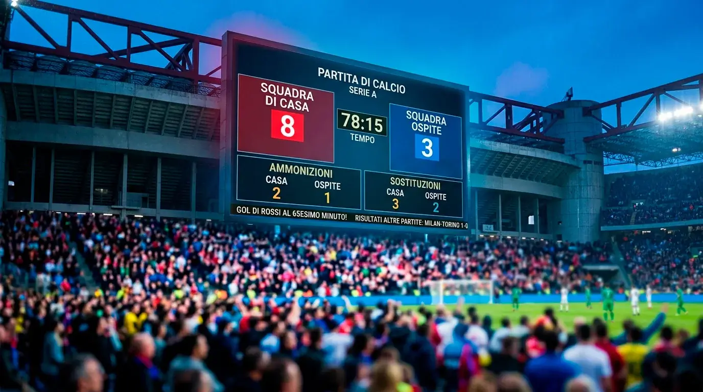 Grandi schermi e tabelloni di uno stadio durante una serata dei Mondiali 2026