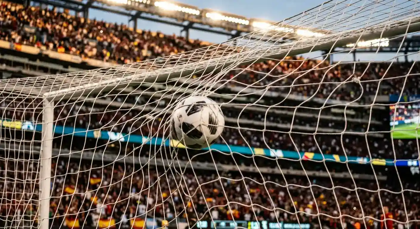 Un pallone in rete illuminato dai riflettori durante la finale dei Mondiali 2026